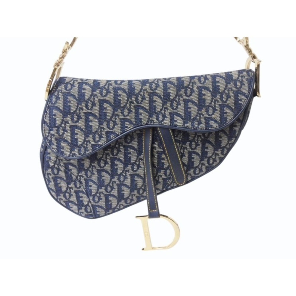 Christian Dior Trotter Saddle Bag Navy Blue Galliano - Picture 2 of 10